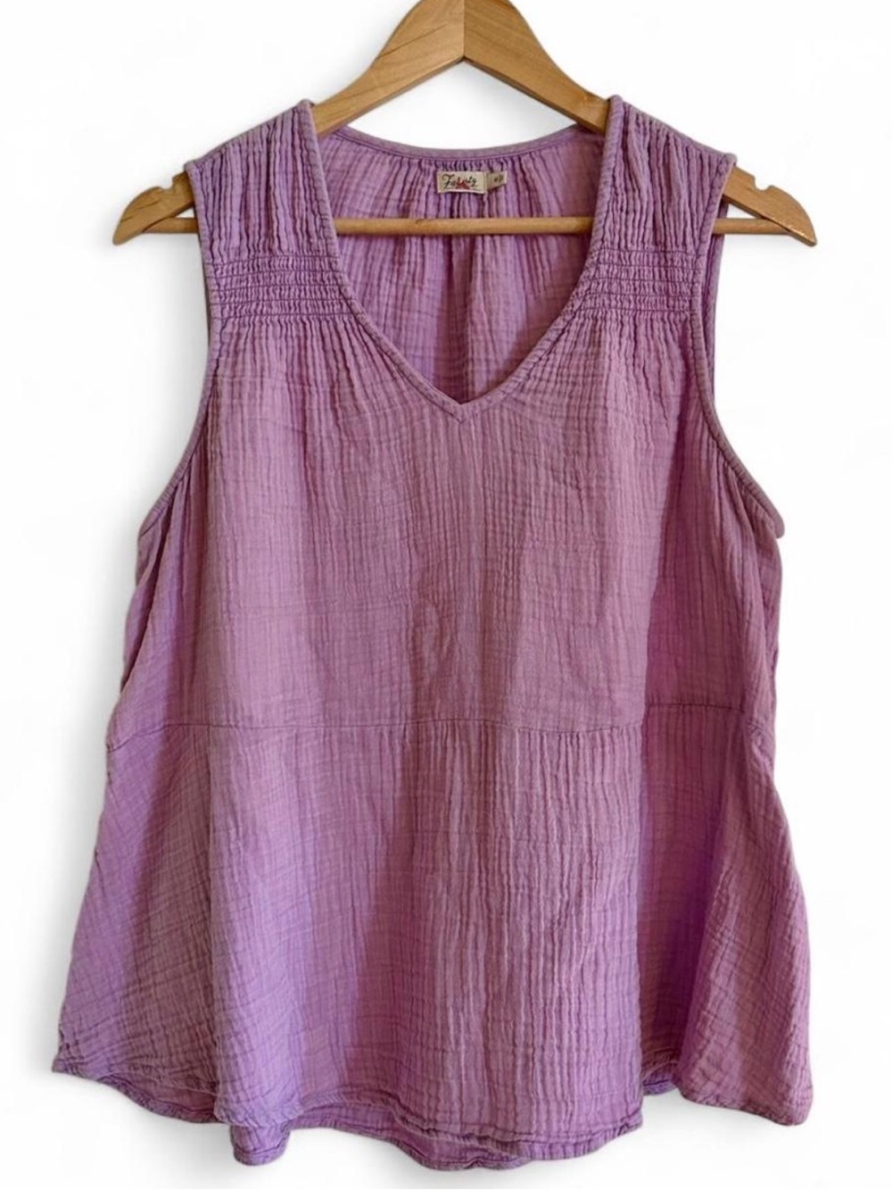 Faherty Organic Cotton Gauze Tank Top Lavender Lilac Swing Coastal Boho M - Picture 2 of 8